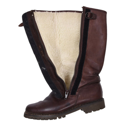 Wool-Lined Leather Boots Size 45 - Brown