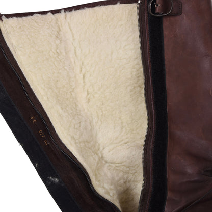 Wool-Lined Leather Boots Size 45 - Brown