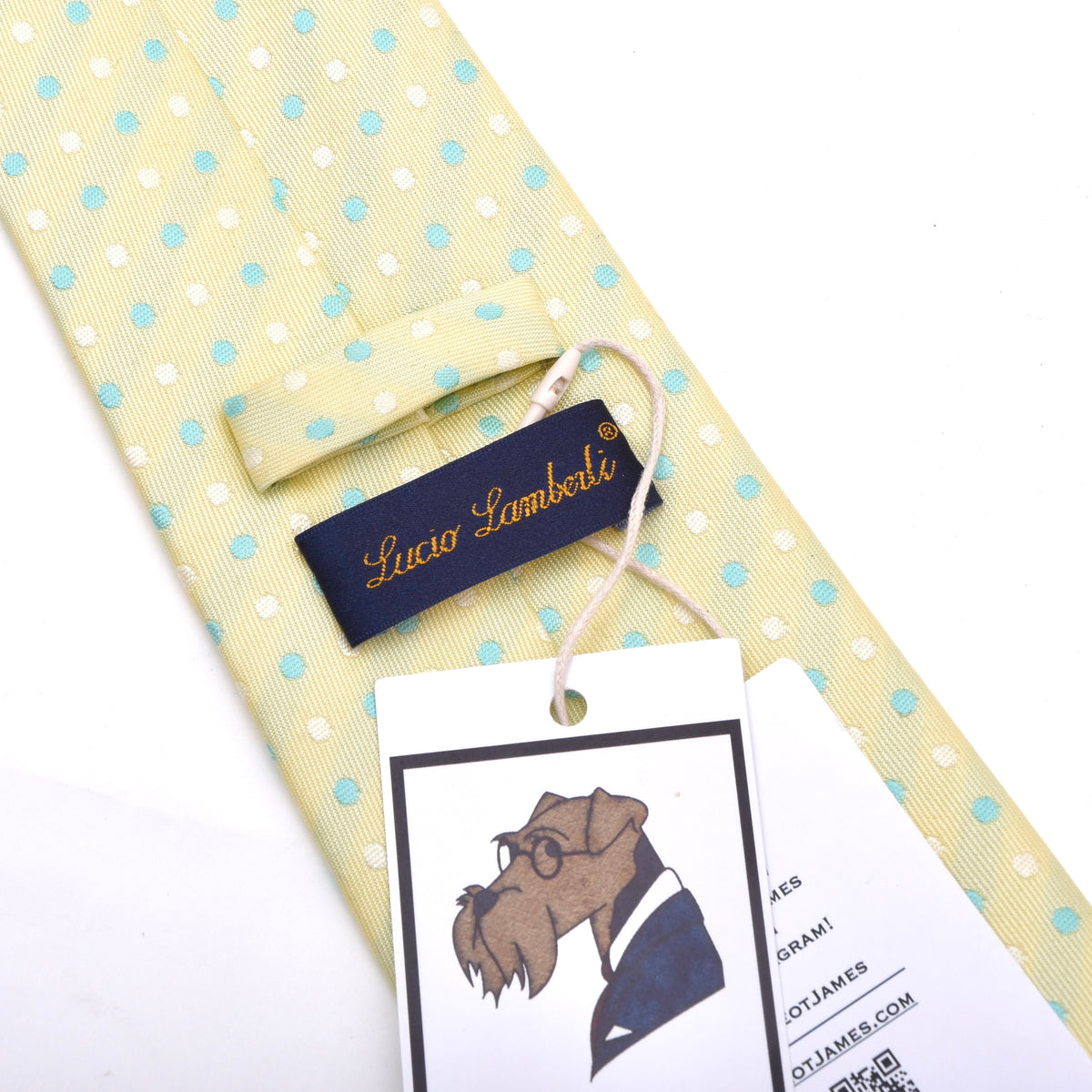 Lucio Lamberti Handmade Silk Tie ca. 151cm Made in Italy - Green Polka Dots