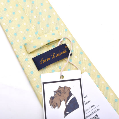 Lucio Lamberti Handmade Silk Tie ca. 151cm Made in Italy - Green Polka Dots