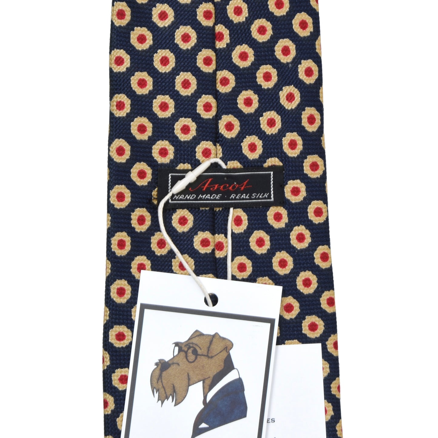 Ascot Hand Made Silk Tie - Navy Flowers