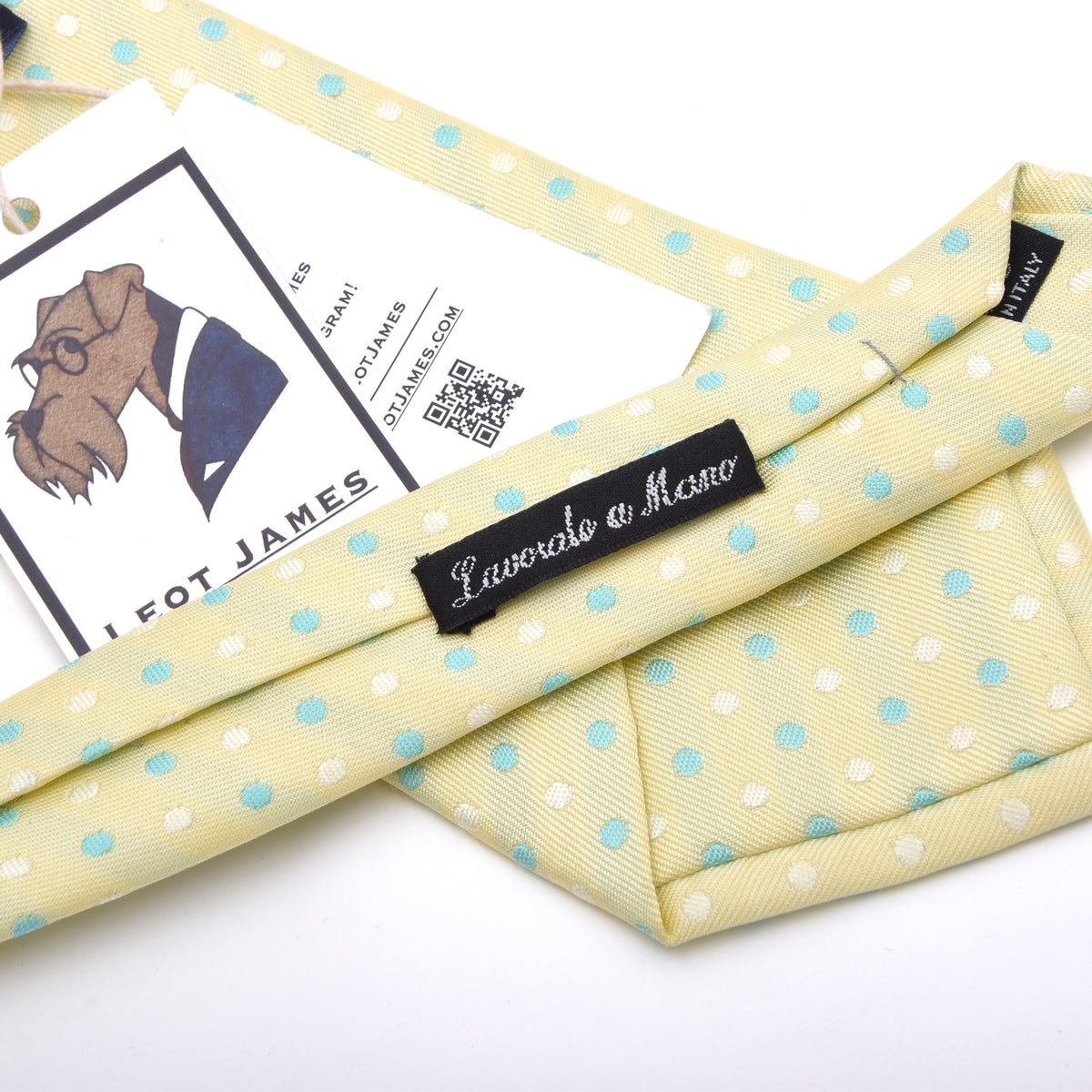 Lucio Lamberti Handmade Silk Tie ca. 151cm Made in Italy - Green Polka Dots