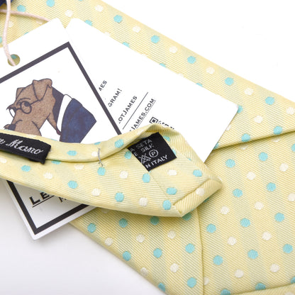 Lucio Lamberti Handmade Silk Tie ca. 151cm Made in Italy - Green Polka Dots