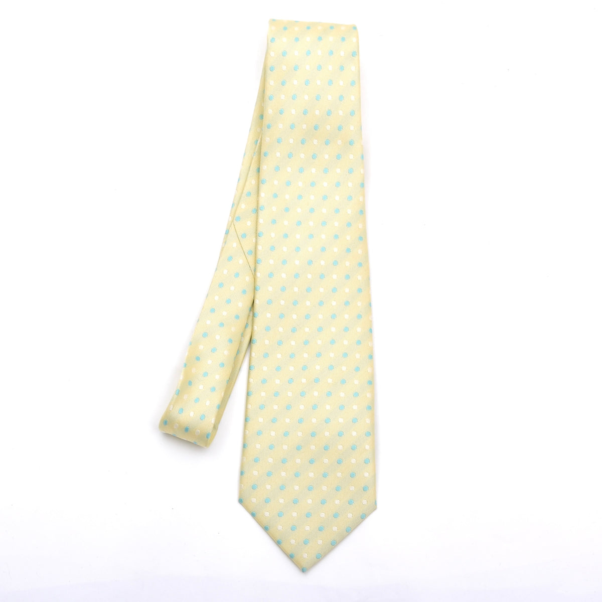 Lucio Lamberti Handmade Silk Tie ca. 151cm Made in Italy - Green Polka Dots