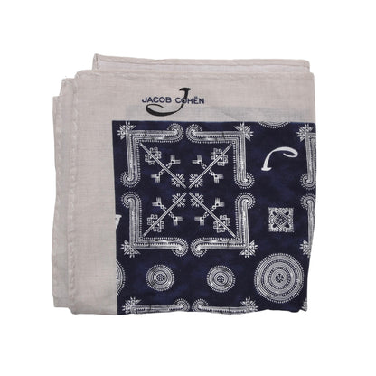 Jacob Cohën Printed Cotton Bandana/Pocket Square - Blue & Ecru