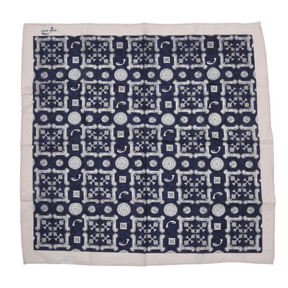 Jacob Cohën Printed Cotton Bandana/Pocket Square - Blue & Ecru