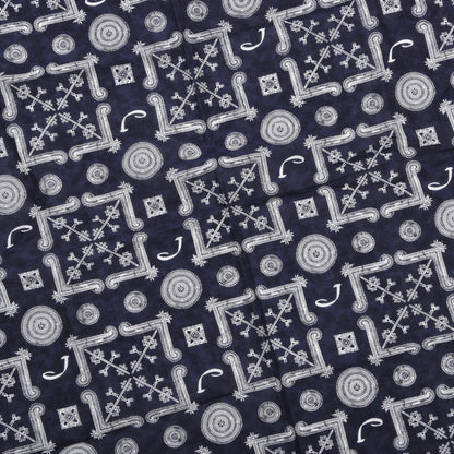 Jacob Cohën Printed Cotton Bandana/Pocket Square - Blue & Ecru
