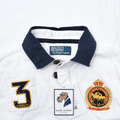 Polo Ralph Lauren RL Snow Polo Challenge Cup Rugby Shirt Chest ca. 49.5cm - White