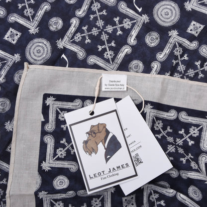Jacob Cohën Printed Cotton Bandana/Pocket Square - Blue & Ecru