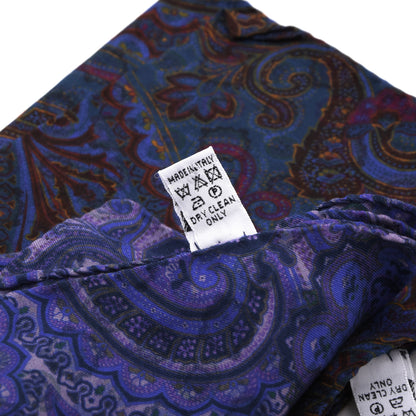 Set of 2 Cotton-Silk Reversible Pocket Squares Made in Italy - Paisley