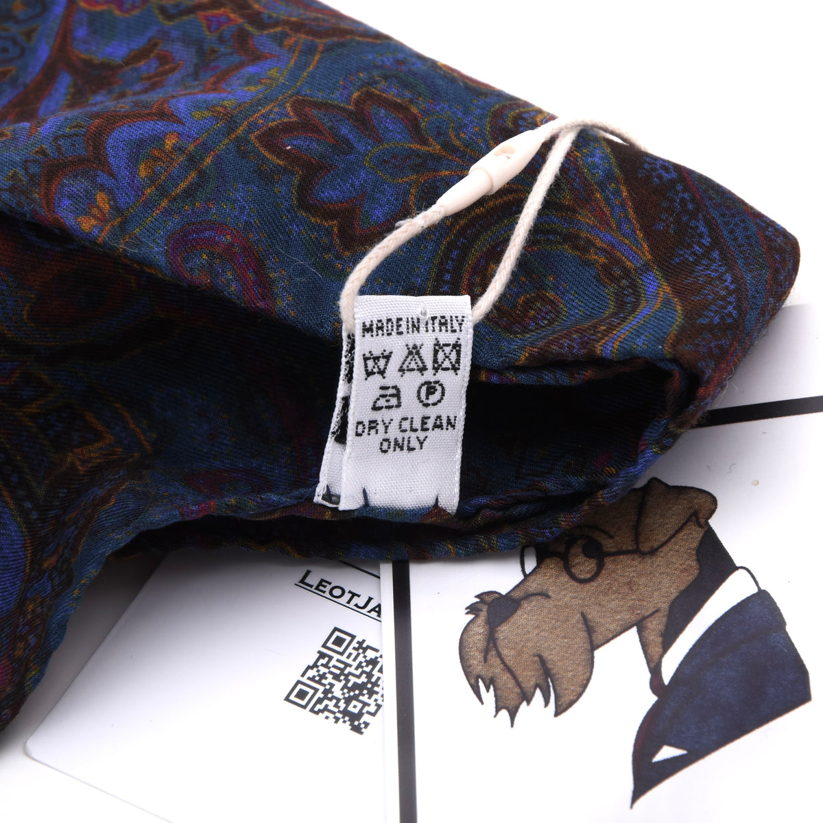 Set of 2 Cotton-Silk Reversible Pocket Squares Made in Italy - Paisley