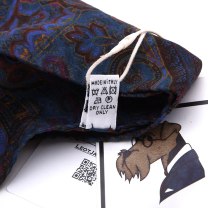 Set of 2 Cotton-Silk Reversible Pocket Squares Made in Italy - Paisley