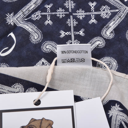 Jacob Cohën Printed Cotton Bandana/Pocket Square - Blue & Ecru