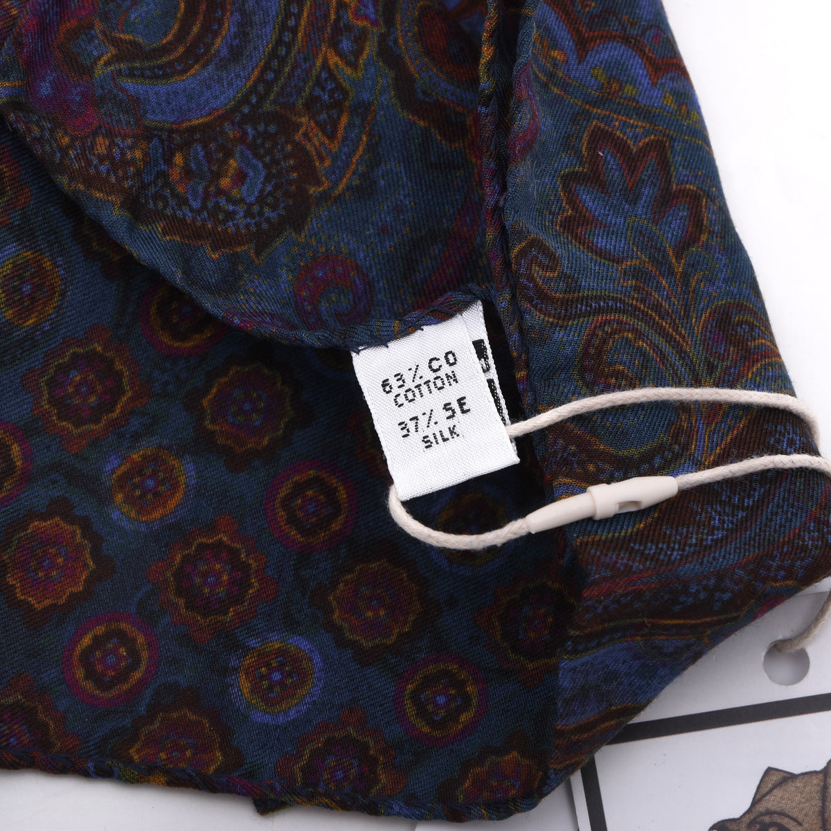 Set of 2 Cotton-Silk Reversible Pocket Squares Made in Italy - Paisley