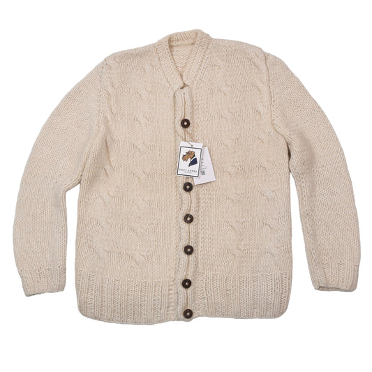 Handgestrickter Wollpullover, Brustumfang ca. 53,5 cm, Creme