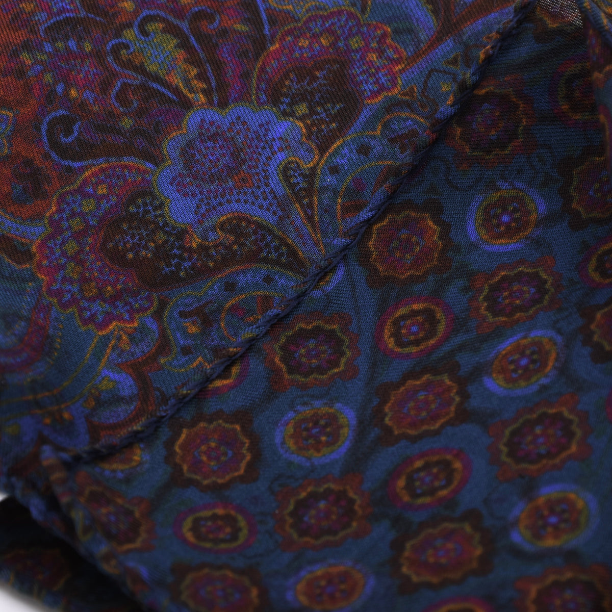 Set of 2 Cotton-Silk Reversible Pocket Squares Made in Italy - Paisley