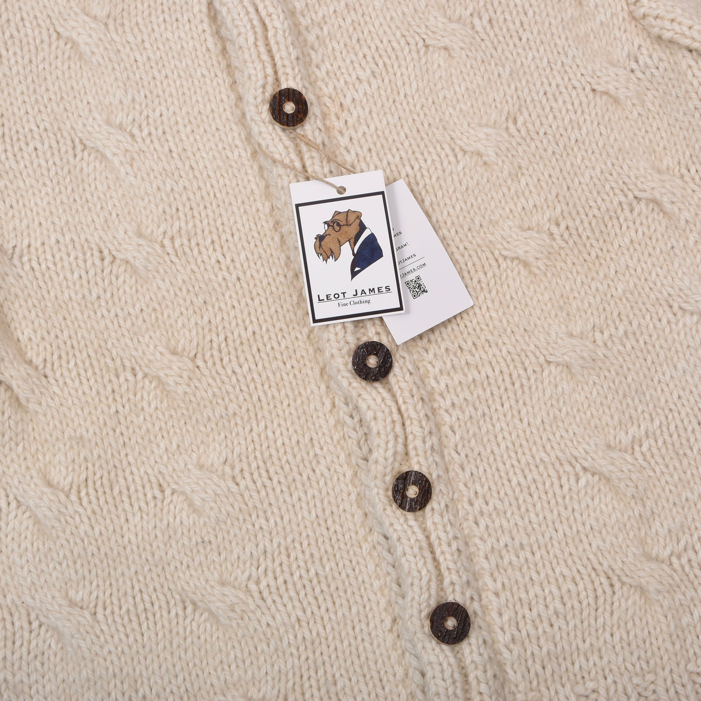 Handknit Wool Sweater Chest ca. 53.5cm - Cream