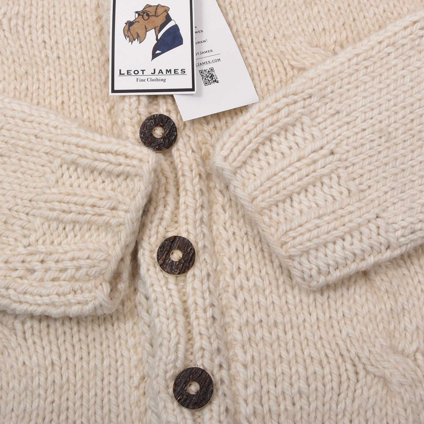 Handknit Wool Sweater Chest ca. 53.5cm - Cream