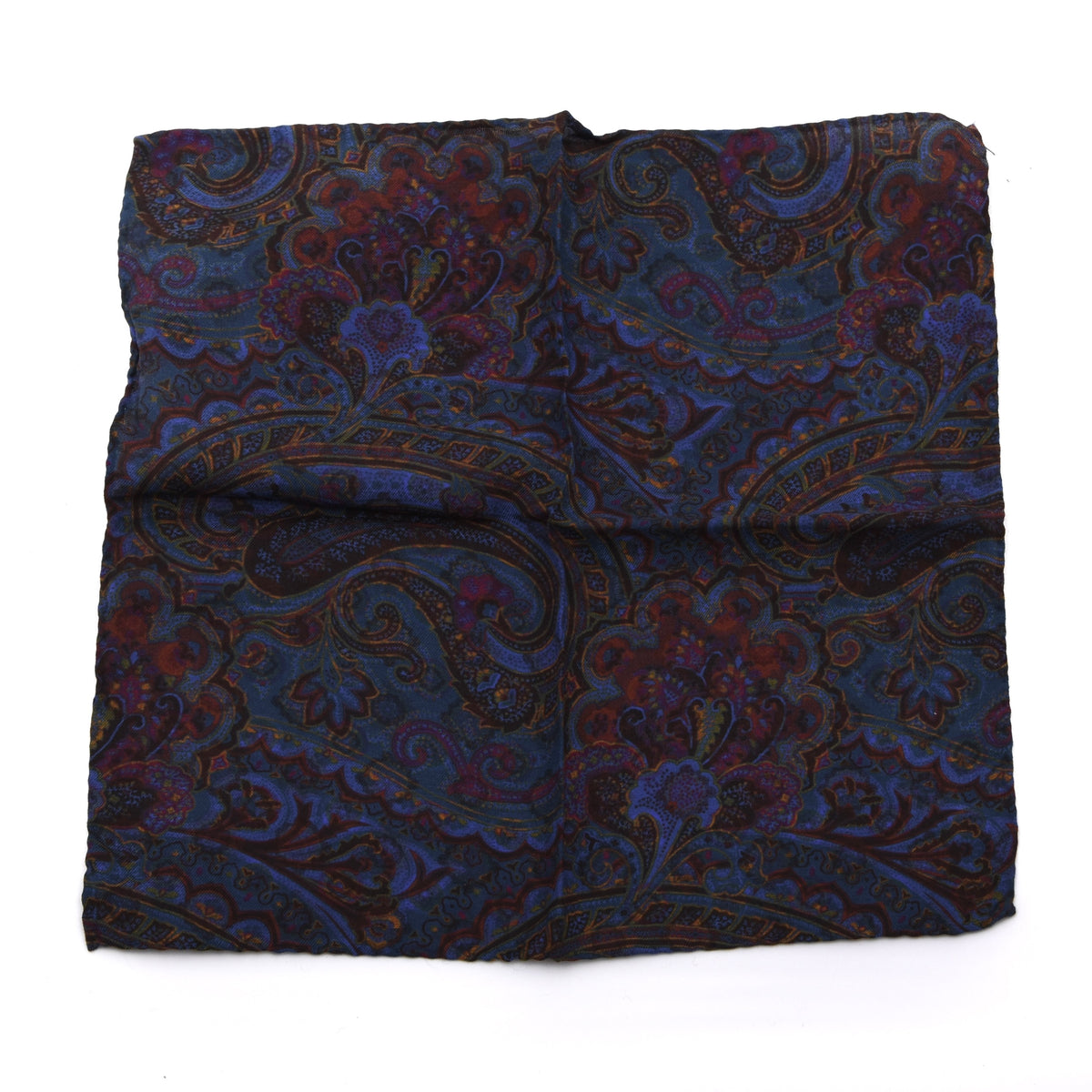 Set of 2 Cotton-Silk Reversible Pocket Squares Made in Italy - Paisley