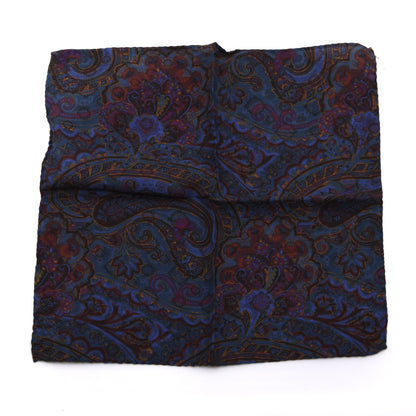 Set of 2 Cotton-Silk Reversible Pocket Squares Made in Italy - Paisley