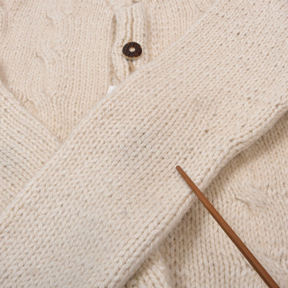 Handknit Wool Sweater Chest ca. 53.5cm - Cream