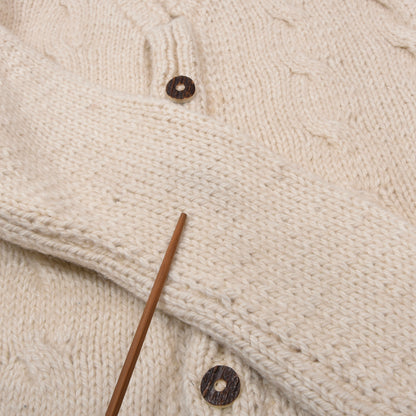 Handknit Wool Sweater Chest ca. 53.5cm - Cream