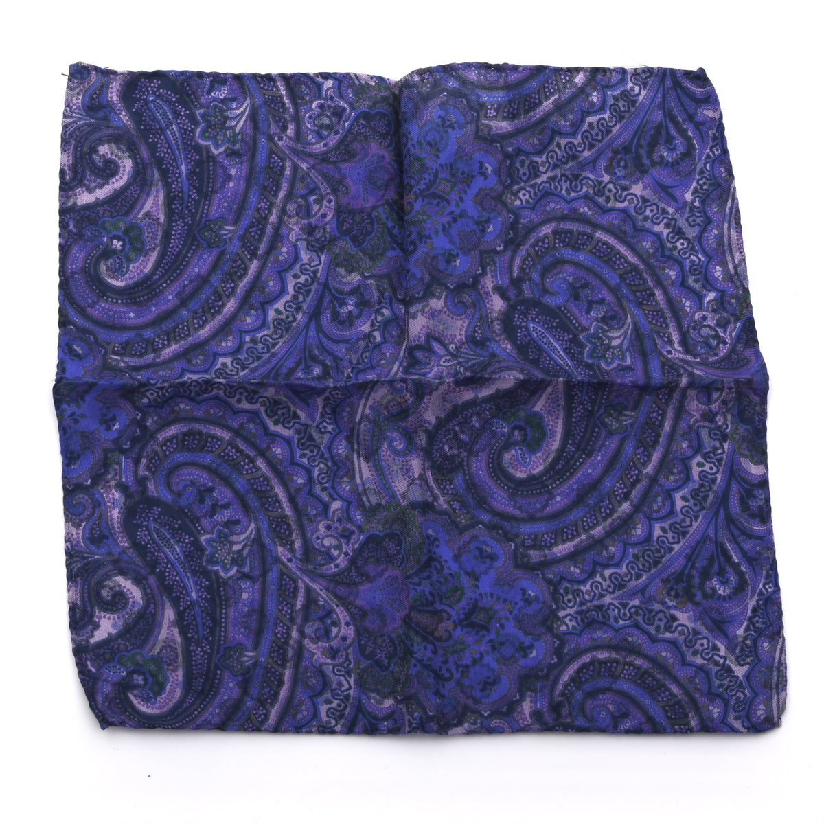 Set of 2 Cotton-Silk Reversible Pocket Squares Made in Italy - Paisley