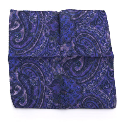 Set of 2 Cotton-Silk Reversible Pocket Squares Made in Italy - Paisley