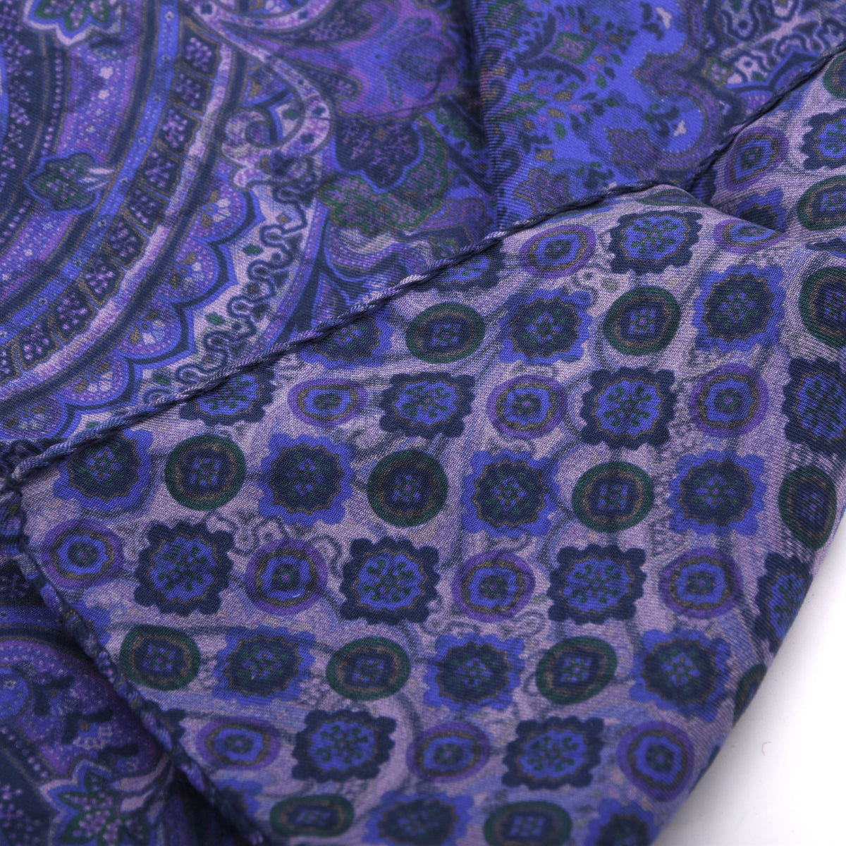 Set of 2 Cotton-Silk Reversible Pocket Squares Made in Italy - Paisley