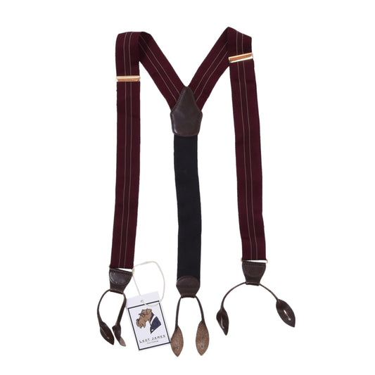 Classic Ribbon Braces/Suspenders - Burgundy