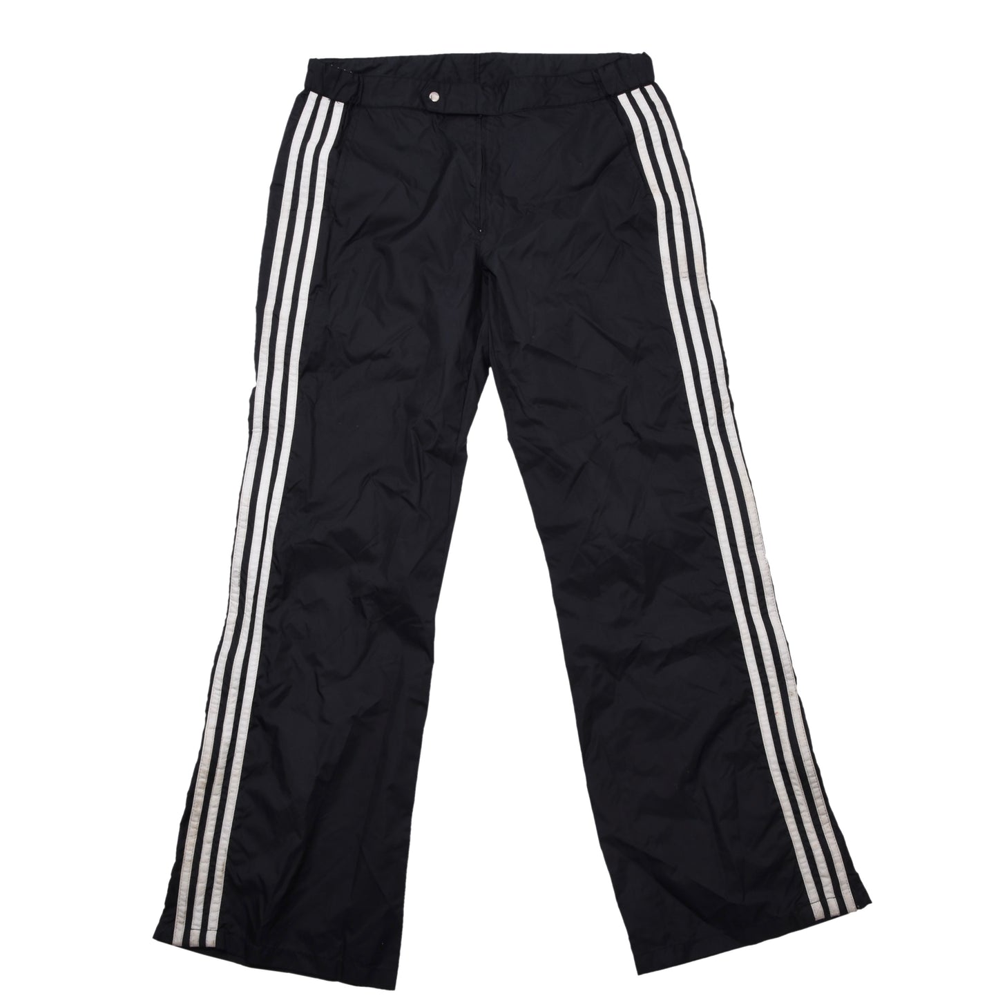 Vintage Adidas Nylon-Regenhose aus den 80er Jahren, Größe D48 (ca. 42 cm), Schwarz