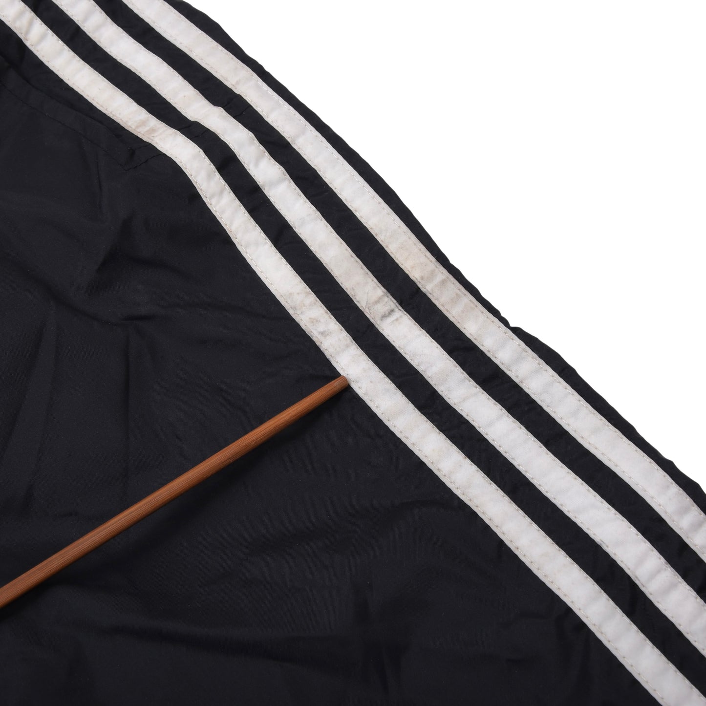 Vintage Adidas Nylon-Regenhose aus den 80er Jahren, Größe D48 (ca. 42 cm), Schwarz