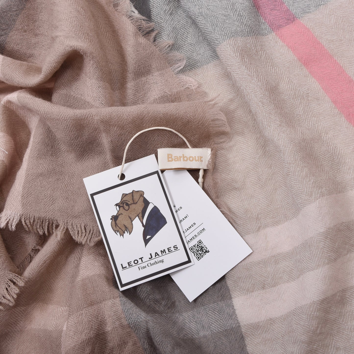 Barbour Wool Scarf ca. 184cm - Pink Plaid