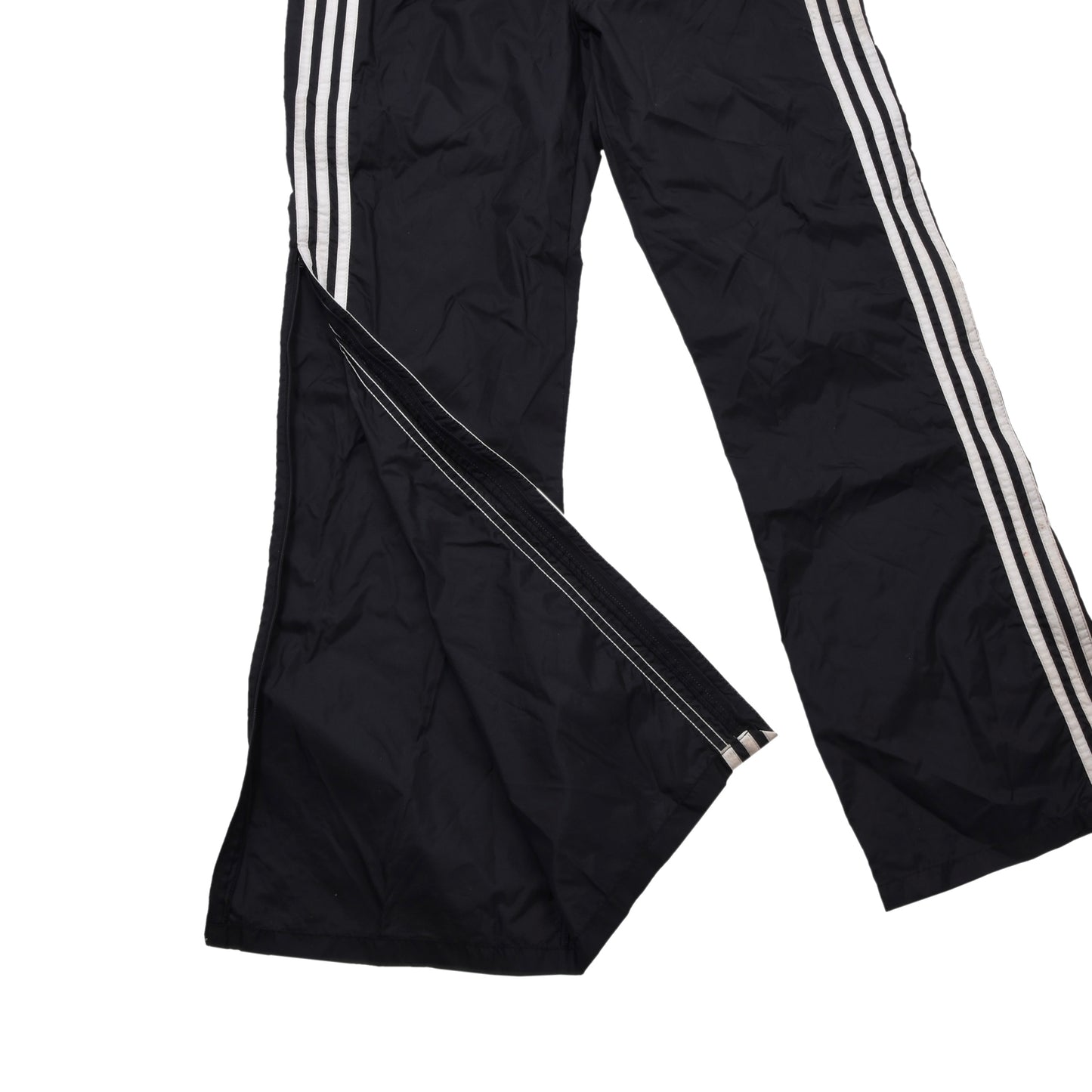 Vintage Adidas Nylon-Regenhose aus den 80er Jahren, Größe D48 (ca. 42 cm), Schwarz