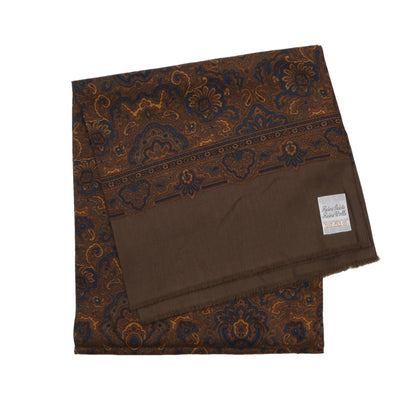 Classic Wool-Silk Challis Dress Scarf ca. 118cm - Brown Paisley