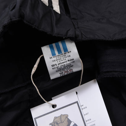 Vintage Adidas Nylon-Regenhose aus den 80er Jahren, Größe D48 (ca. 42 cm), Schwarz