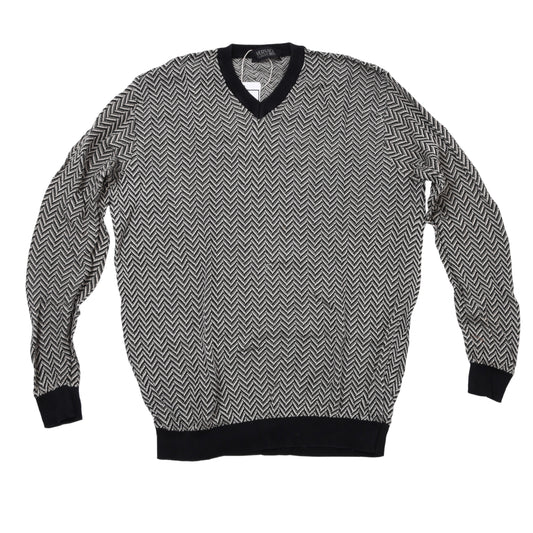 Vintage Versace V2 Baumwollpullover, ca. 54,5 cm - Zickzackmuster