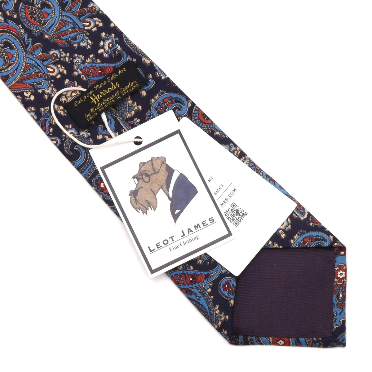 Michelsons of London for Harrod's  Silk Tie Made in England - Blue Paisley