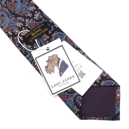 Michelsons of London for Harrod's  Silk Tie Made in England - Blue Paisley