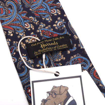 Michelsons of London for Harrod's  Silk Tie Made in England - Blue Paisley