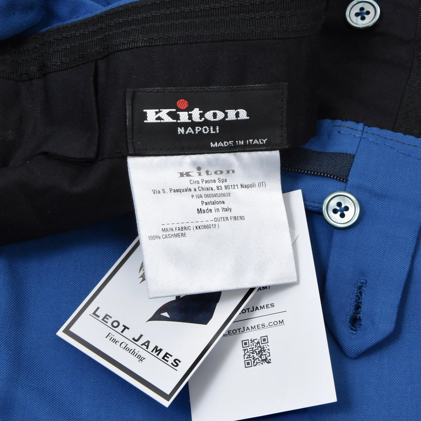 Kiton Napoli 100% Cashmere Pants Size 56 ca. 48cm - Blue