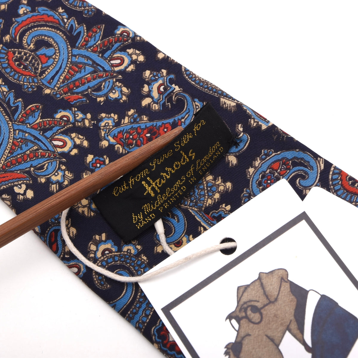 Michelsons of London for Harrod's  Silk Tie Made in England - Blue Paisley