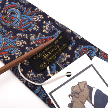 Michelsons of London for Harrod's  Silk Tie Made in England - Blue Paisley
