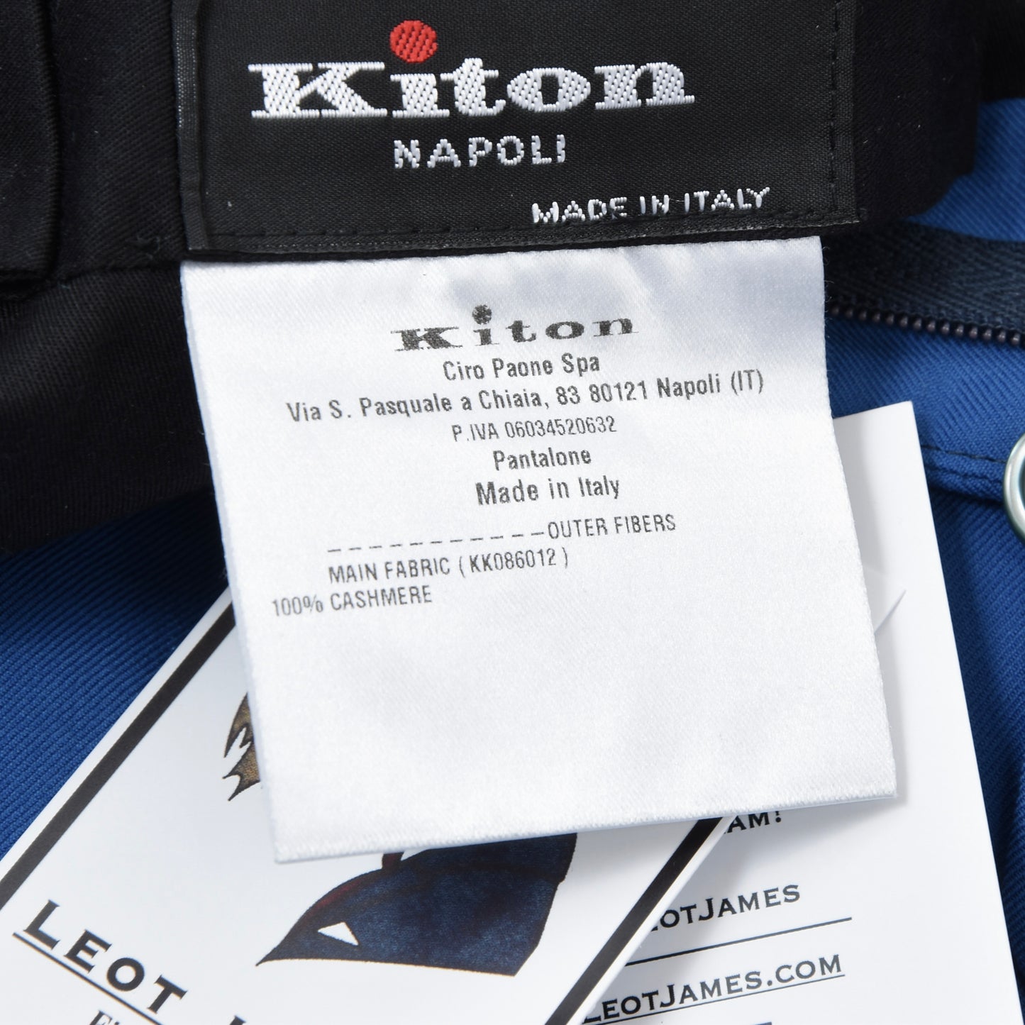 Kiton Napoli 100% Cashmere Pants Size 56 ca. 48cm - Blue