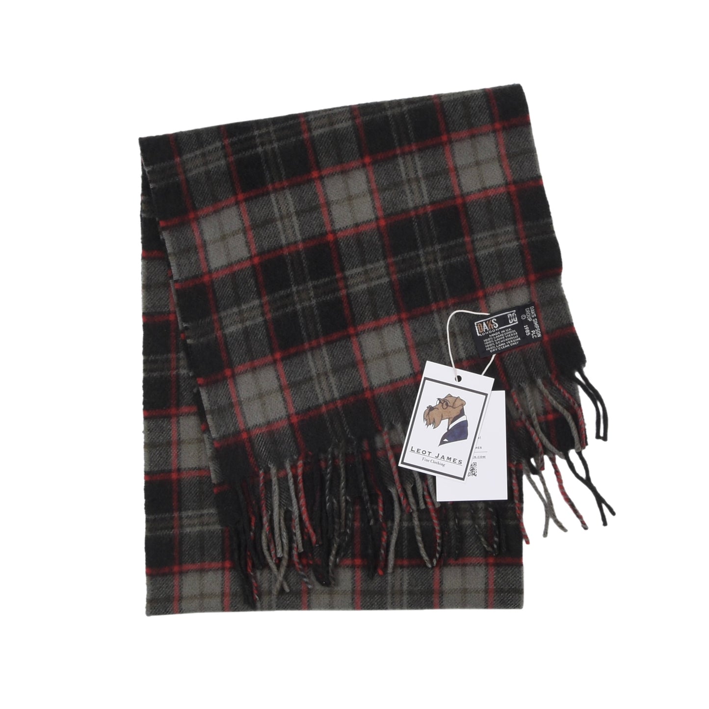 DAKS London Vintage Wool Scarf ca. 137cm - Green Plaid