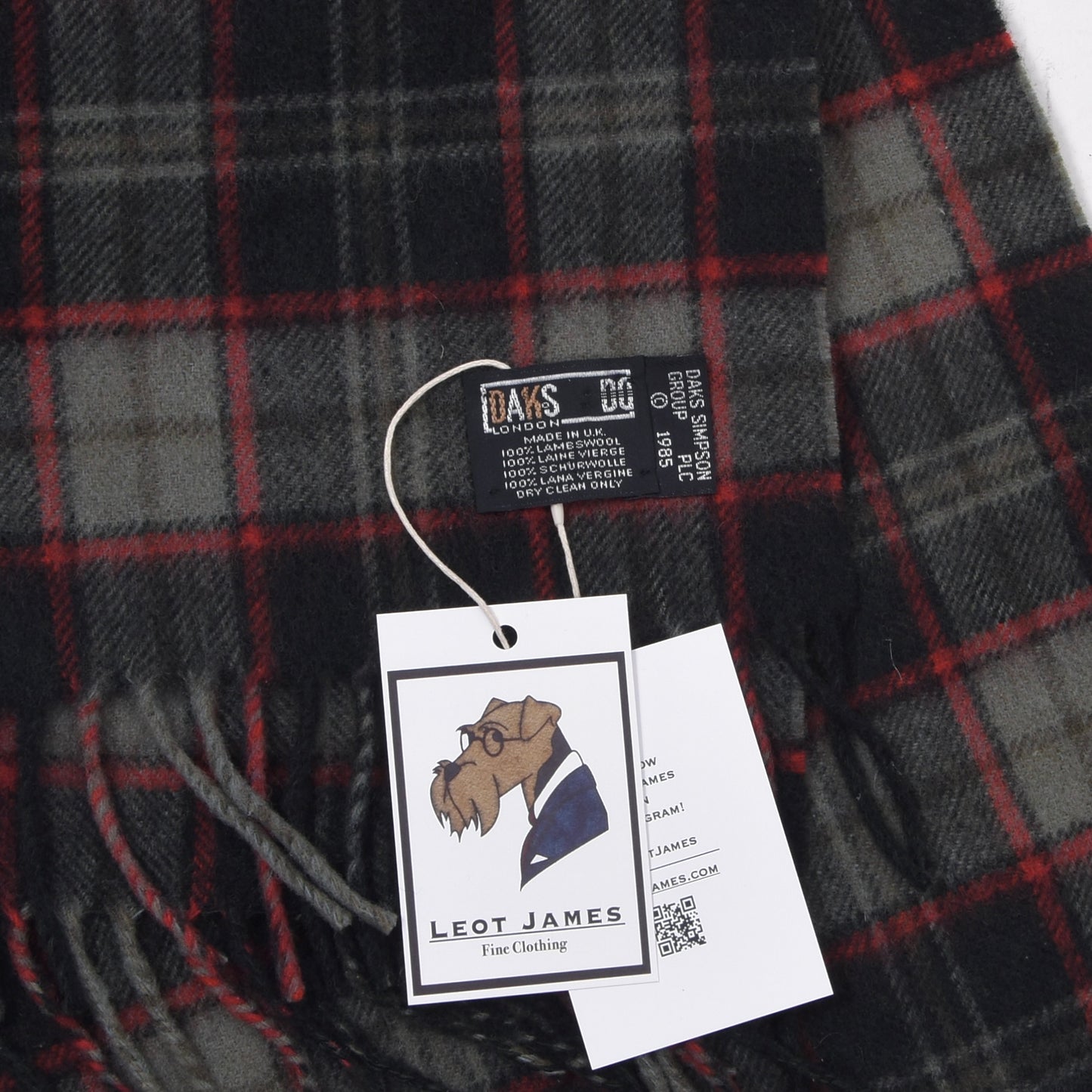 DAKS London Vintage Wool Scarf ca. 137cm - Green Plaid