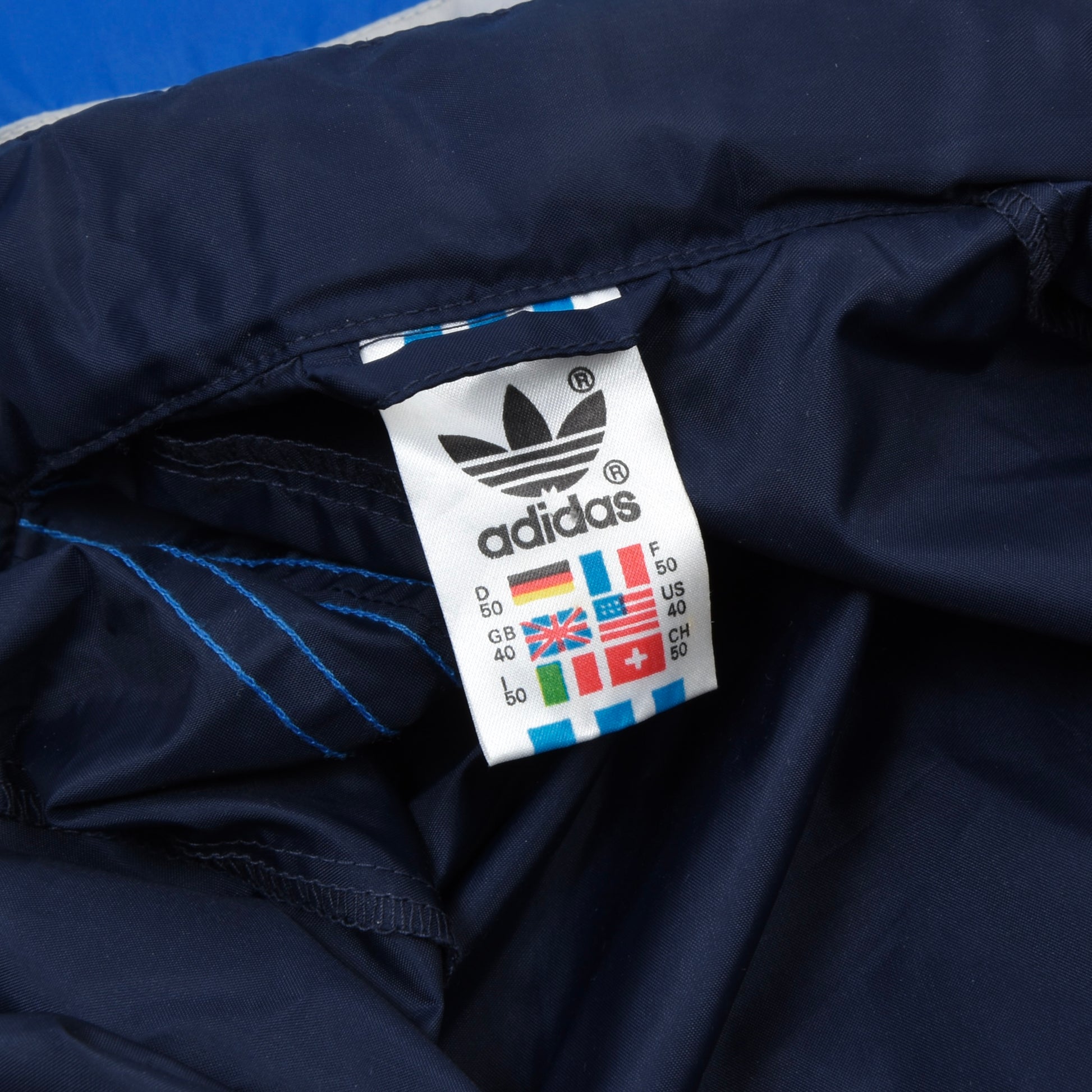Vintage '80s Adidas Nylon Rain Jacket Size D50 Blue Color