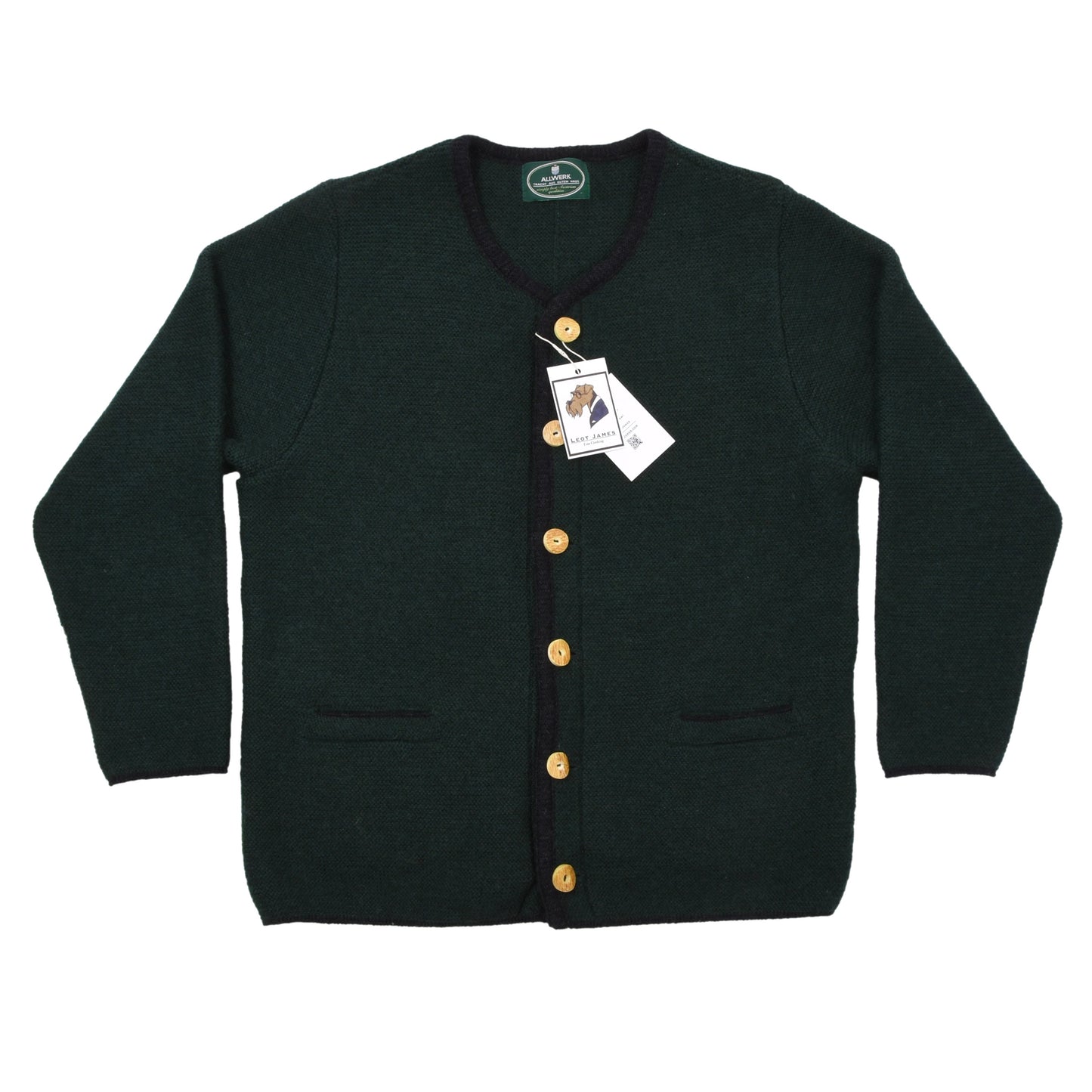 Allwerk 100% Wool Sweater Size 54 Chest ca. 58cm Made in Austria  - Green