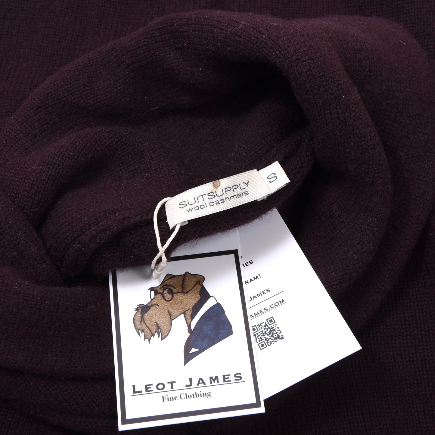 SuitSupply Shawl-Collared Sweater Size S Chest ca. 50.5cm 30% Cashmere - Plum