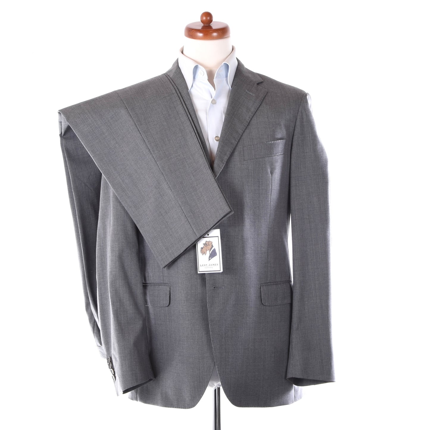 Boggi Milano x Isaia Wool Suit Size 50 Chest ca. 52.5cm - Grey Stripes
